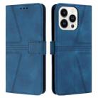 For iPhone 16 Pro Max Triangle Solid Color Leather Phone Case(Blue) - 1