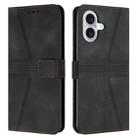 For iPhone 16 Plus Triangle Solid Color Leather Phone Case(Black) - 1