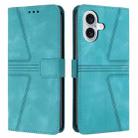 For iPhone 16 Plus Triangle Solid Color Leather Phone Case(Green) - 1