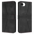 For iPhone 16e Triangle Solid Color Leather Phone Case(Black) - 1