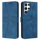 For Samsung Galaxy S23 Ultra 5G Triangle Solid Color Leather Phone Case(Blue) - 1