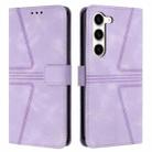 For Samsung Galaxy S23 5G Triangle Solid Color Leather Phone Case(Purple) - 1