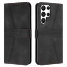 For Samsung Galaxy S22 Ultra 5G Triangle Solid Color Leather Phone Case(Black) - 1