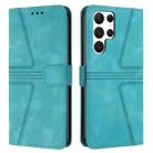 For Samsung Galaxy S22 Ultra 5G Triangle Solid Color Leather Phone Case(Green) - 1