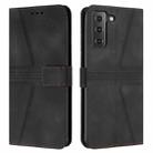 For Samsung Galaxy S22 5G Triangle Solid Color Leather Phone Case(Black) - 1