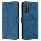 For Samsung Galaxy S22 5G Triangle Solid Color Leather Phone Case(Blue) - 1