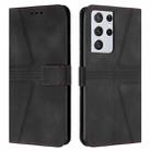 For Samsung Galaxy S21 Ultra 5G Triangle Solid Color Leather Phone Case(Black) - 1