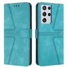 For Samsung Galaxy S21 Ultra 5G Triangle Solid Color Leather Phone Case(Green) - 1