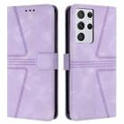 For Samsung Galaxy S21 Ultra 5G Triangle Solid Color Leather Phone Case(Purple) - 1