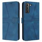 For Samsung Galaxy S21+ 5G Triangle Solid Color Leather Phone Case(Blue) - 1