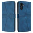 For Samsung Galaxy A14 4G/5G Triangle Solid Color Leather Phone Case(Blue) - 1