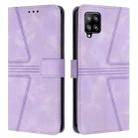 For Samsung Galaxy A22 5G Triangle Solid Color Leather Phone Case(Purple) - 1