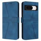 For Google Pixel 8a Triangle Solid Color Leather Phone Case(Blue) - 1