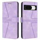 For Google Pixel 8a Triangle Solid Color Leather Phone Case(Purple) - 1