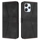 For Xiaomi Redmi 12 4G Triangle Solid Color Leather Phone Case(Black) - 1