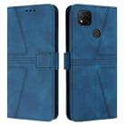 For Xiaomi Redmi 9C / 10A Triangle Solid Color Leather Phone Case(Blue) - 1