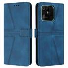 For Xiaomi Redmi 10C Triangle Solid Color Leather Phone Case(Blue) - 1