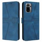 For Redmi Note 10 / Note 10S 4G Triangle Solid Color Leather Phone Case(Blue) - 1