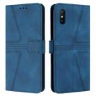 For Xiaomi Redmi 9A Triangle Solid Color Leather Phone Case(Blue) - 1