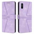 For Xiaomi Redmi 9A Triangle Solid Color Leather Phone Case(Purple) - 1