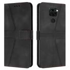 For Xiaomi Redmi Note 9 Triangle Solid Color Leather Phone Case(Black) - 1