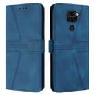 For Xiaomi Redmi Note 9 Triangle Solid Color Leather Phone Case(Blue) - 1