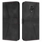 For Xiaomi Redmi Note 9 Pro Triangle Solid Color Leather Phone Case(Black) - 1