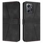 For Redmi Note 12 4G Global Triangle Solid Color Leather Phone Case(Black) - 1