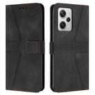 For Xiaomi Redmi Note 12 5G Global Triangle Solid Color Leather Phone Case(Black) - 1