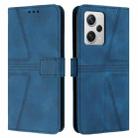For Xiaomi Poco X5 Pro Triangle Solid Color Leather Phone Case(Blue) - 1