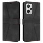 For Redmi Note 12 Pro 5G Global Triangle Solid Color Leather Phone Case(Black) - 1