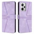 For Redmi Note 12 Pro 5G Global Triangle Solid Color Leather Phone Case(Purple) - 1