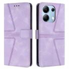 For Xiaomi Redmi Note 13 4G Triangle Solid Color Leather Phone Case(Purple) - 1