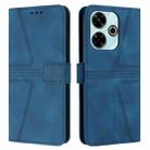 For Xiaomi Redmi 13 4G Triangle Solid Color Leather Phone Case(Blue) - 1