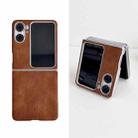 For OPPO Find N2 Flip Skin Feel Leather Texture Pearlescent Paint Shockproof Phone Case(Brown) - 1