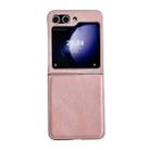 For Samsung Galaxy Z Flip5 Skin Feel Leather Texture Pearlescent Paint Shockproof Phone Case(Pink) - 1