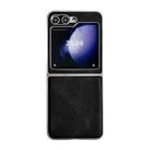 For Samsung Galaxy Z Flip5 Skin Feel Leather Texture Pearlescent Paint Shockproof Phone Case(Black) - 1