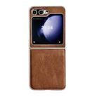 For Samsung Galaxy Z Flip5 Skin Feel Leather Texture Pearlescent Paint Shockproof Phone Case(Brown) - 1