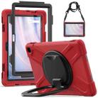 For Amazon Kindle Fire HD10 2023 Silicone Hybrid PC Tablet Case with Holder & Shoulder Strap(Red) - 1