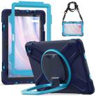 For Amazon Kindle Fire HD10 2023 Silicone Hybrid PC Tablet Case with Holder & Shoulder Strap(Navy Blue) - 1