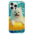 For iPhone 15 Pro Max Double Sided IMD Full Coverage TPU Phone Case(Yellow Swimming Ring Pomeranian) - 1