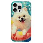 For iPhone 15 Pro Max Double Sided IMD Full Coverage TPU Phone Case(Pink Swimming Ring Pomeranian) - 1