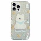 For iPhone 15 Pro Max Double Sided IMD Full Coverage TPU Phone Case(Blue Scarf Puppy) - 1