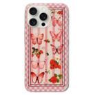 For iPhone 15 Pro Max Double Sided IMD Full Coverage TPU Phone Case(Pink Butterfly Fruit) - 1