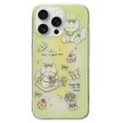 For iPhone 15 Pro Double Sided IMD Full Coverage TPU Phone Case(Green Bow Cat) - 1