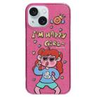 For iPhone 15 Double Sided IMD Full Coverage TPU Phone Case(Rabbit T-shirt Girl) - 1