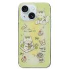 For iPhone 15 Double Sided IMD Full Coverage TPU Phone Case(Green Bow Cat) - 1