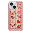 For iPhone 15 Double Sided IMD Full Coverage TPU Phone Case(Pink Butterfly Fruit) - 1