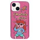 For iPhone 14 Double Sided IMD Full Coverage TPU Phone Case(Rabbit T-shirt Girl) - 1