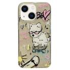 For iPhone 14 Double Sided IMD Full Coverage TPU Phone Case(Red Glasses Puppy Love) - 1